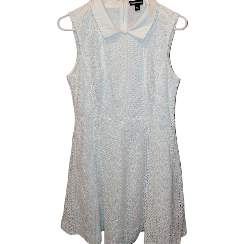 Emporio Armani White Eyelet Dress Size  46 (US Size 10)